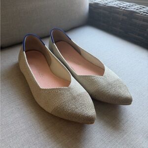 Rothy's The Point Diamond Metallic Pointed-Toe Knit Flats